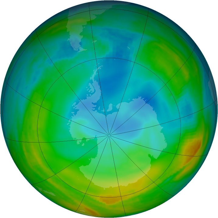 Antarctic ozone map for 29 June 1998